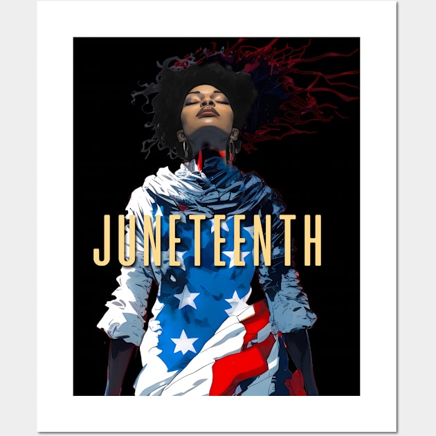 Juneteenth: Liberation and Unity (no fill dark background) Wall Art by Puff Sumo